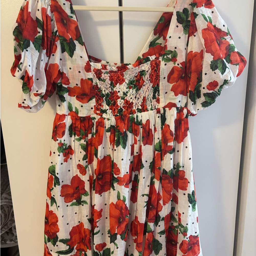 Maeve Red Floral Smocked Dress
